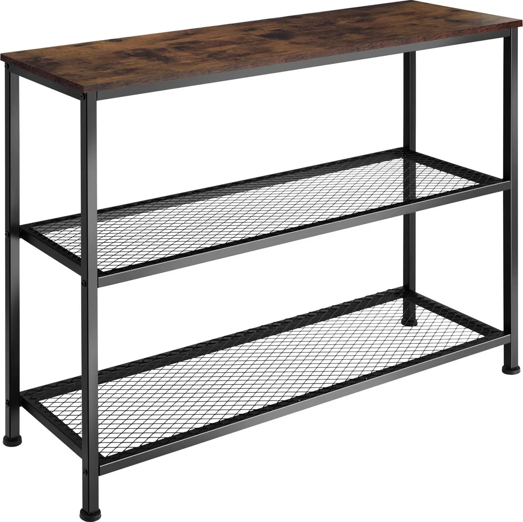 Table Console BRISTOL 100x30x81cm - Bois Foncé et Métal Industriel