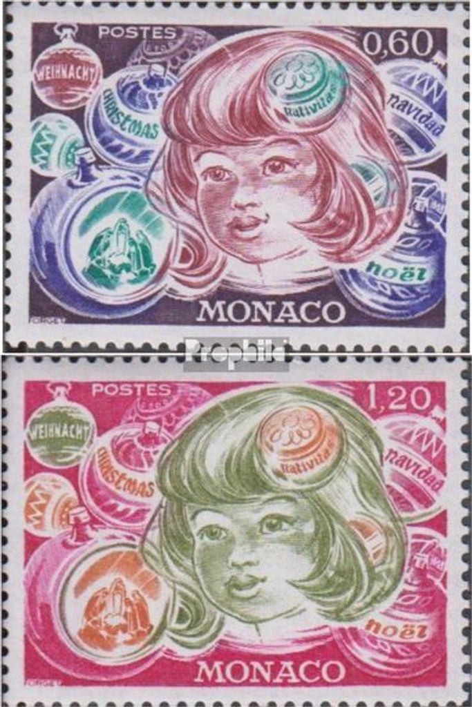 Briefmarken Monaco 1976 Mi 1244-1245 (kompl.Ausg.) postfrisch Weihnachten