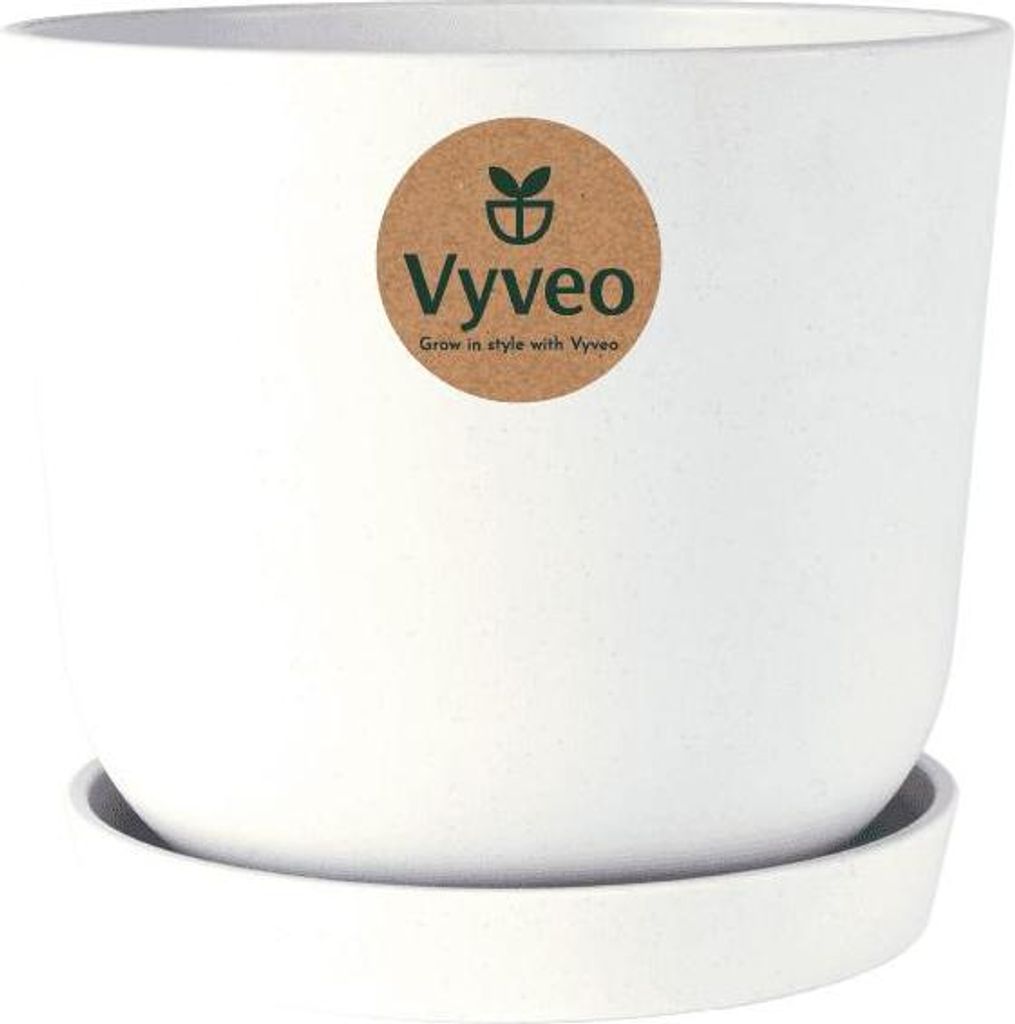 Vyveo - Blumentopf Soren mit Untersetzer - Weiß - 13x12