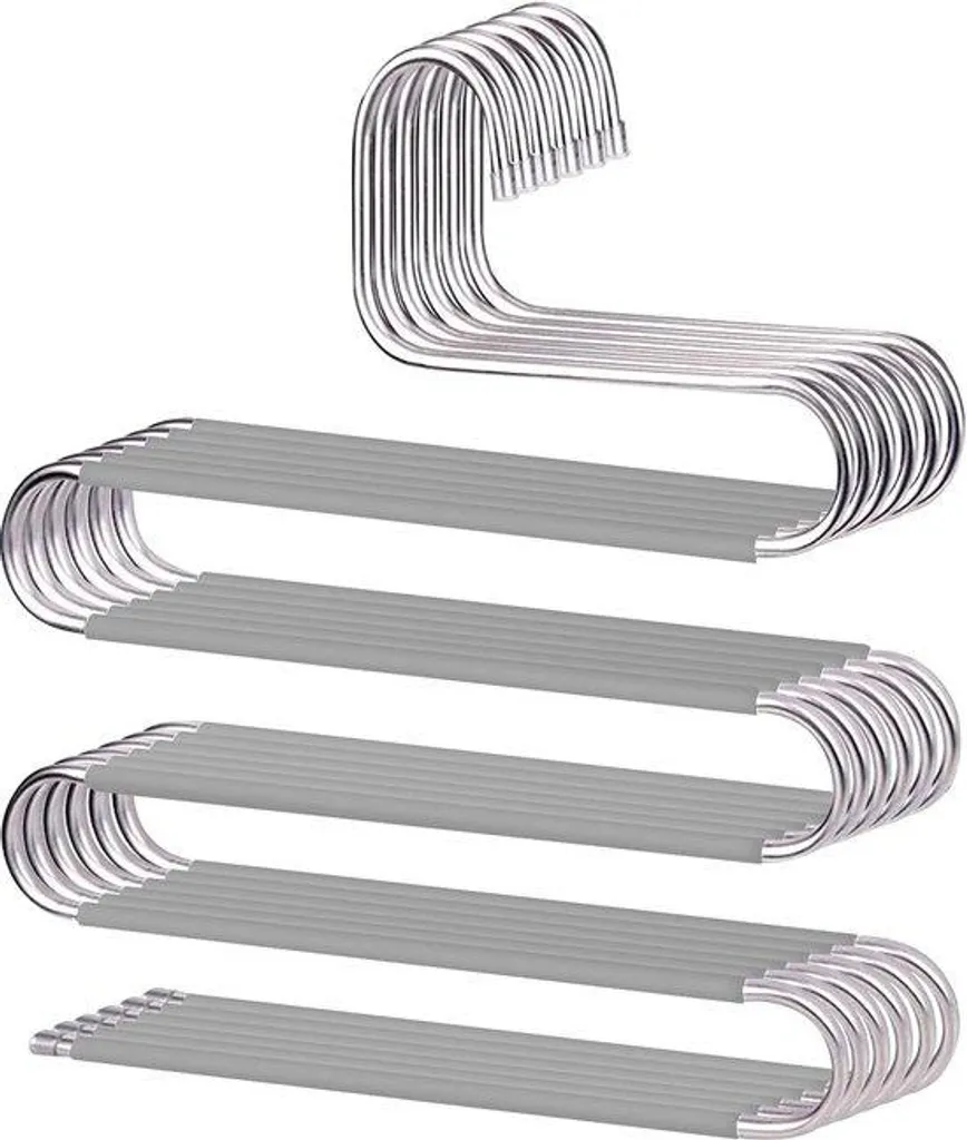 Lot de 6 crochets en S étroits en acier inoxydable gris gain de place