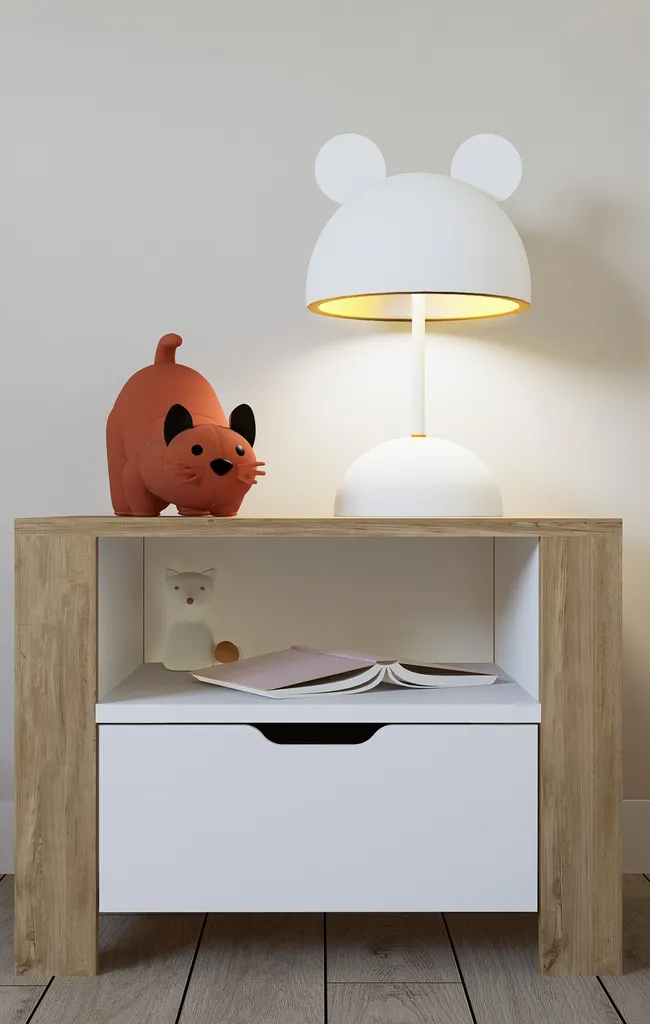 Table de chevet en noyer clair 60 cm de largeur pour chambre moderne