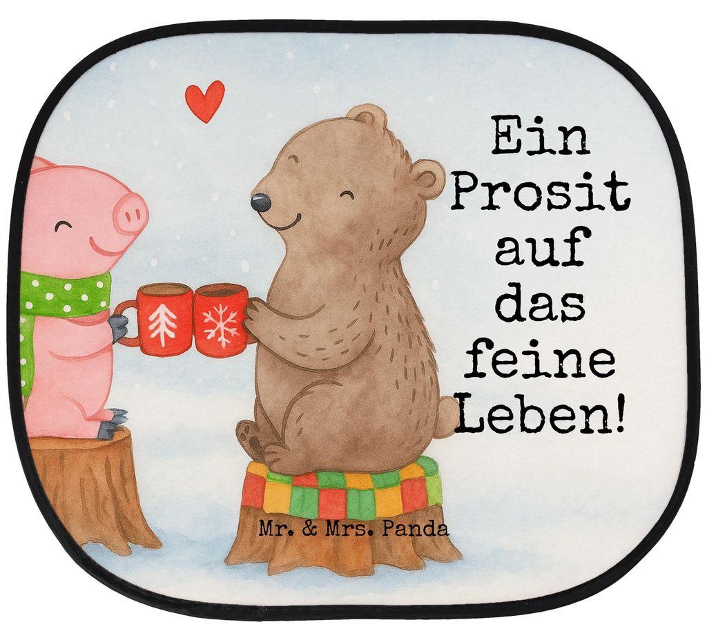 Mr. & Mrs. Panda Auto Sonnenschutz Glühschwein Sause Design - Weiß - Geschenk, Bär, Autoscheiben, Schwein, Alles Gute, Weihnachten, Fürs, saugn...
