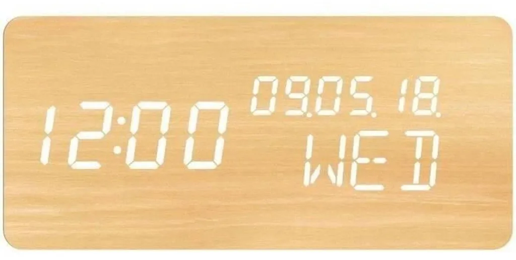 Horloge digitale de bureau en bois EVOOM multifonction 4 en 1 compacte