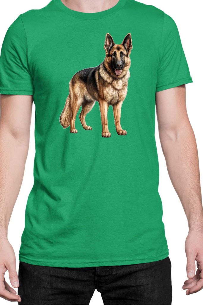Herren T-Shirt Dogs Breeds German Shepherd Dog Breed 006, Man S / Grün