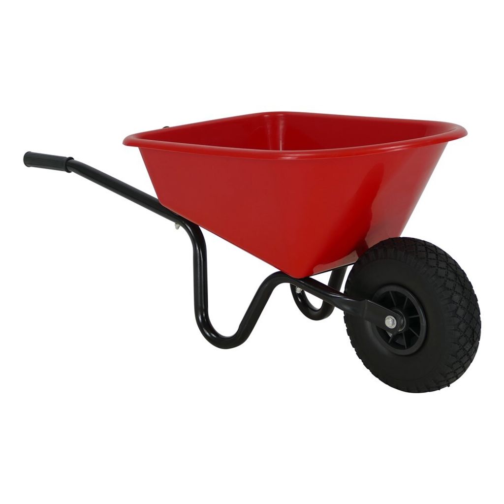 Rote Kunststoff-Schubkarre 30 Liter, pannensicheres Rad, 25 Produktbild 