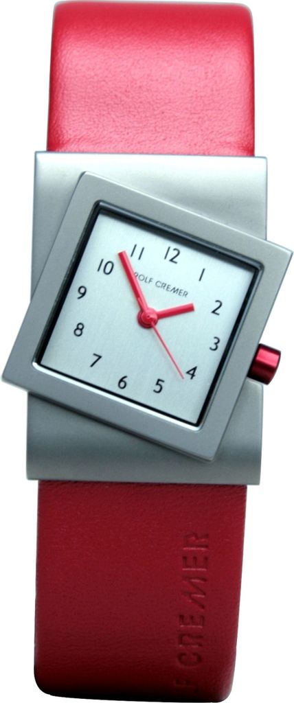 Rolf Cremer Uhr Turn 491816 Lederband, Titan, rot