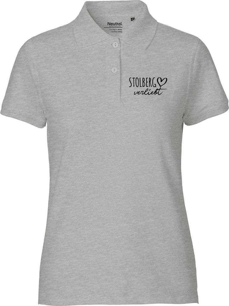 Huuraa Damen Polo Shirt Stolberg (Rheinland) verliebt L Sport Grey Bio Baumwolle Fairtrade Poloshirt Geschenkidee