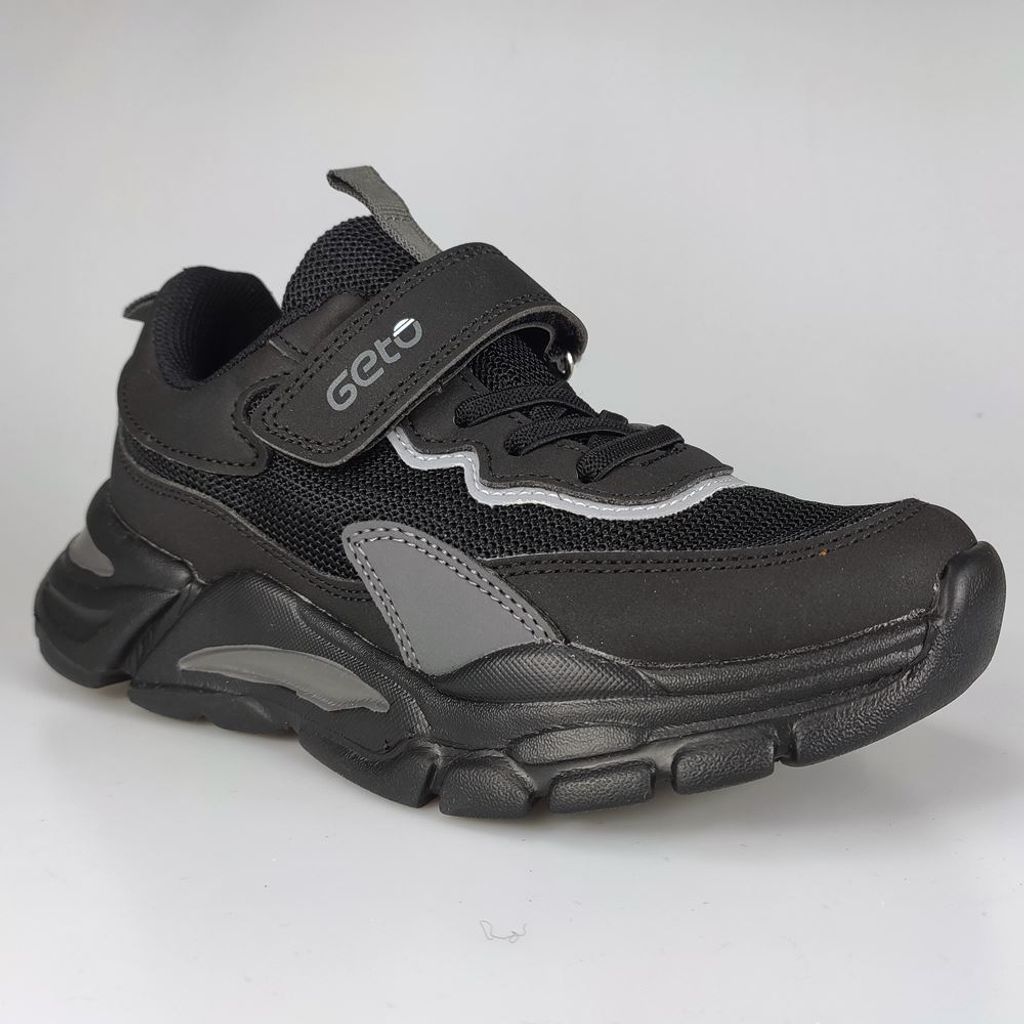 Kinder Sneaker Sportschuhe Jungen Mädchen Freizeitschuhe Gelteo Schwarz/Grau Gr.32