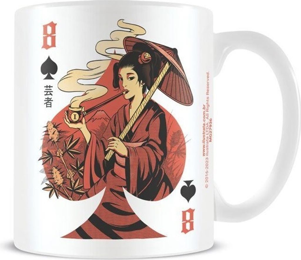 Ilustrata - Kaffeebecher "Weed Gueicha" PM6716 (Einheitsgröße) (Weiß/Rot/Schwarz)