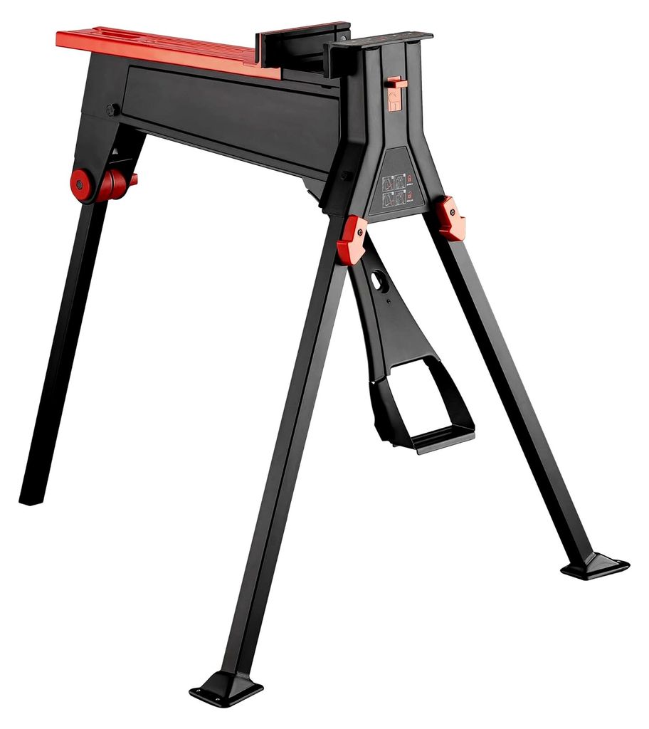 Werkbank mit Spannsystem 98 x 88 x 87 cm, mobile Werkbank bis 200 kg, klappbarer Arbeitstisch, ergonomische Werkstatteinrichtung, Werktisch für di...