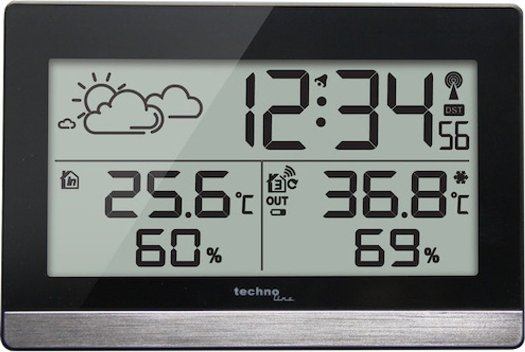Technoline WS 9255, Čierna, Strieborná, Vnútorný vlhkomer, Obrázok produktu 