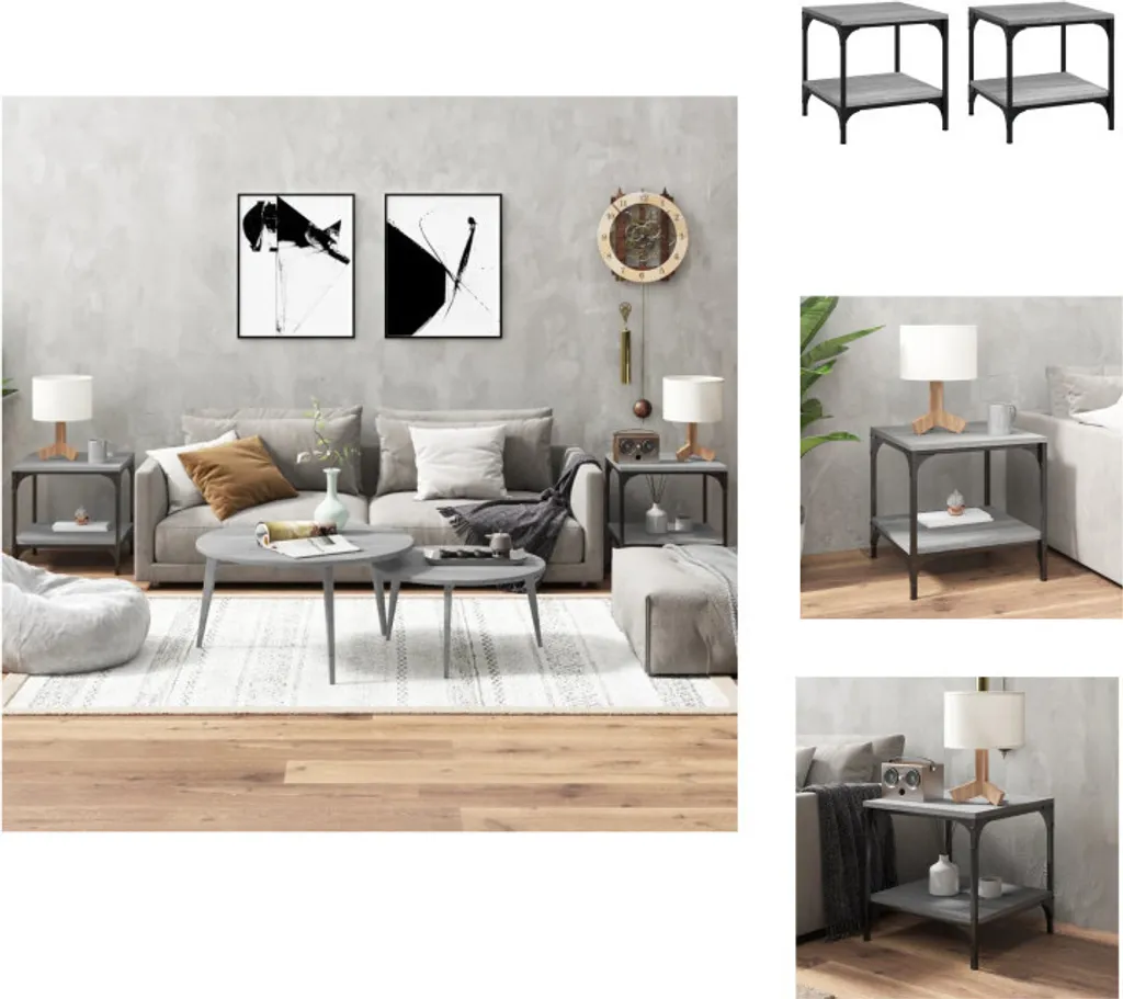 Set 2 Tavolini Grigio Sonoma 40x40x40 cm vidaXL - Design Legno Multistrato