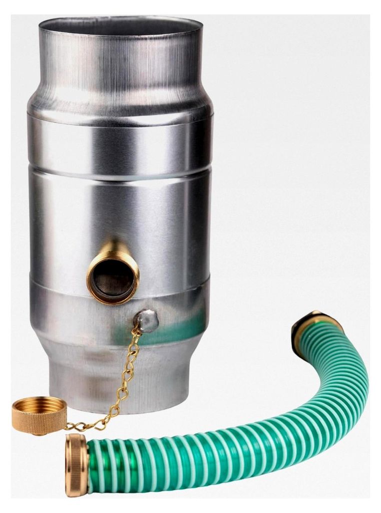 Regenwassersammler aus Titanzink 6-tlg/100mm Wassersammler für Fallrohre DN 100 inkl. Schlauchanschluss-Set und Verschlusskappe - Regensammler fü...