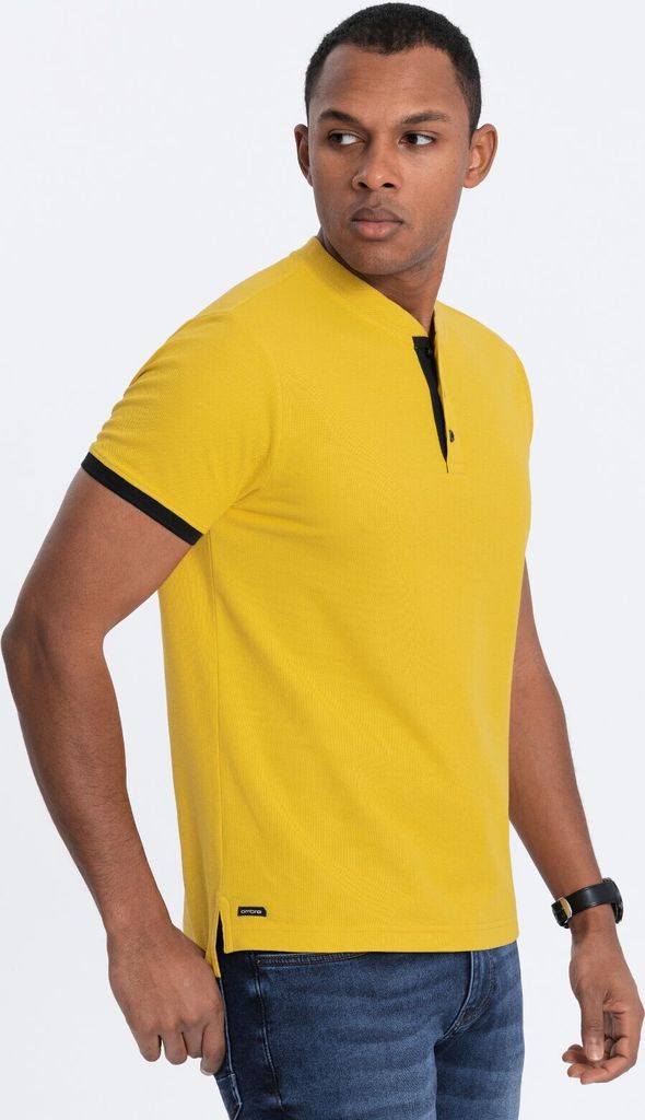 Ombre Clothing Herren-T-Shirt mit Kragen Phukzon gelb L