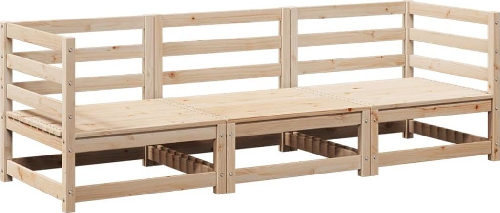 3-tlg. Garten-Sofagarnitur Massivholz Kiefer