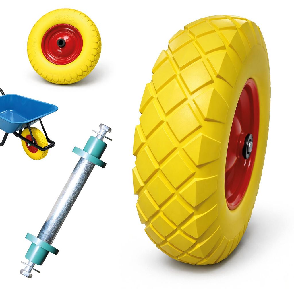 Bituxx PolyurethanSchubkarren Rad 4.80/4 4.00-8 Gelb Produktbild 