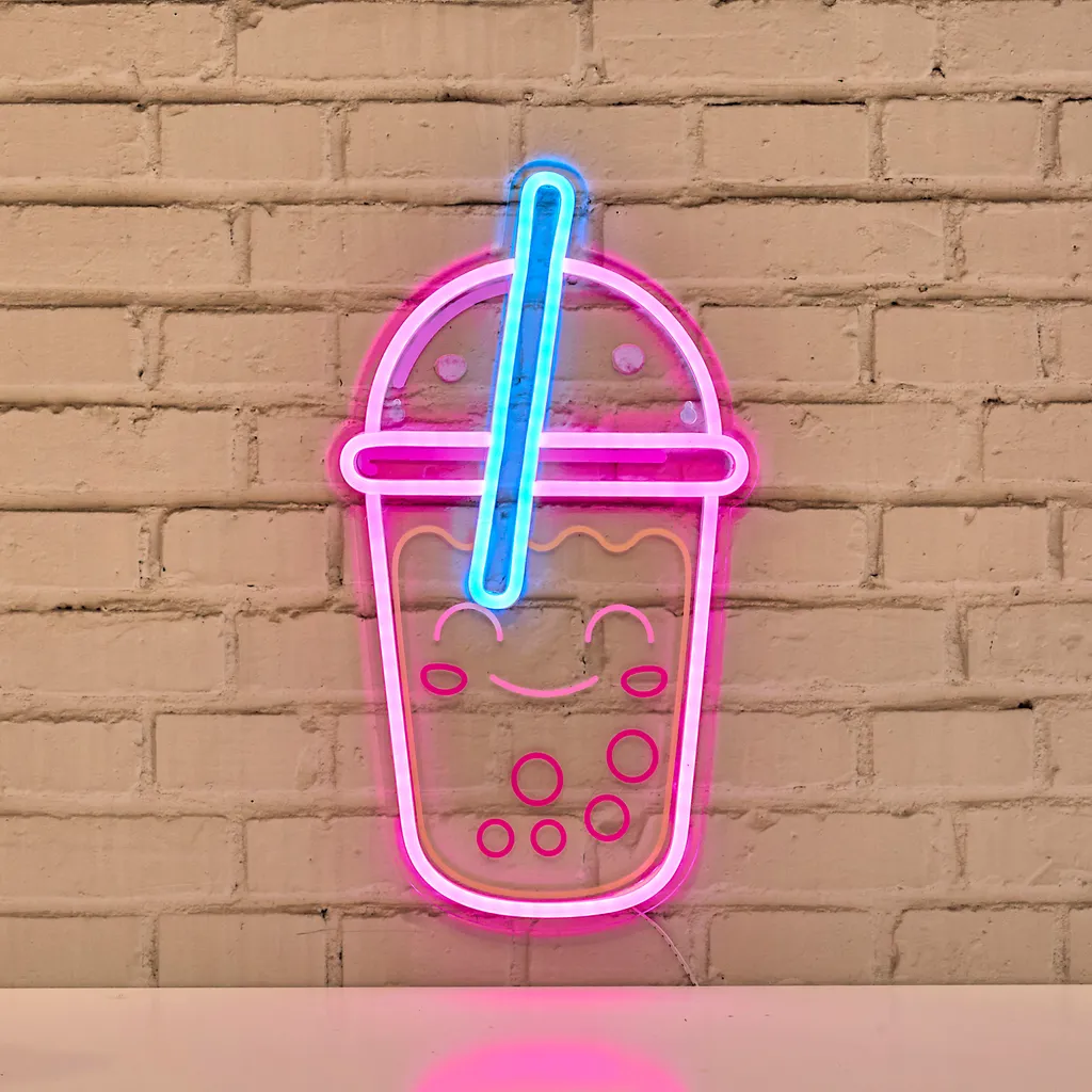 Déco Chambre : Lampe Kawai Bubble Tea Effet Néon pour Bureau et Chevet