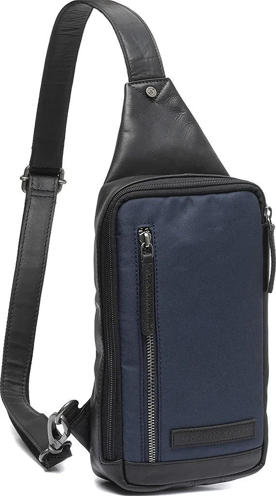 Sacoche Salla en cuir Navy avec bandoulière réglable et finitions Premium