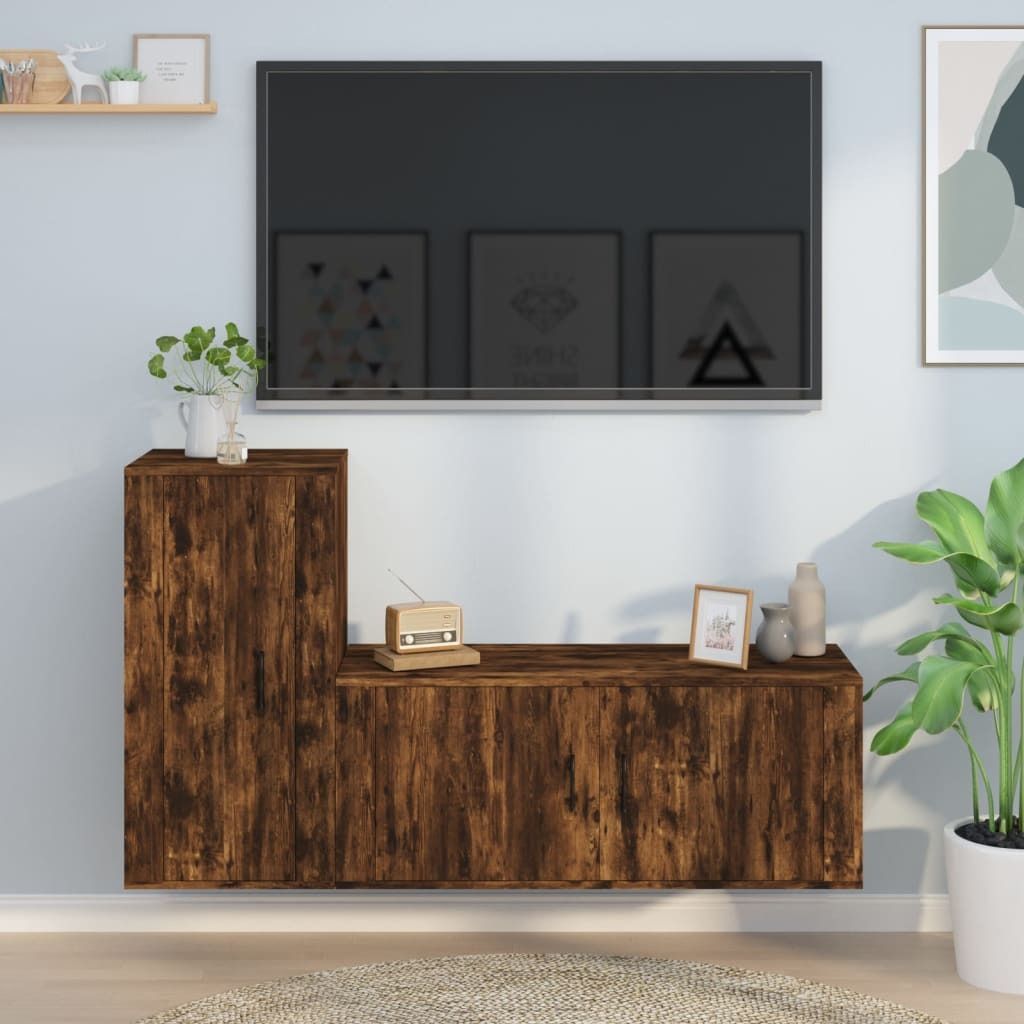 Maison Exclusive - 2-tlg. TV-Schrank-Set Räuchereiche Holzwerkstoff