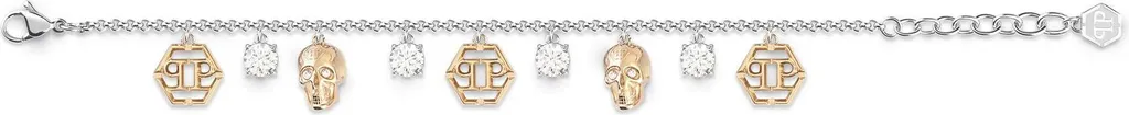 Jonc Philipp Plein 3D Skull Acier Inoxydable Bicolor pour Femme Chic