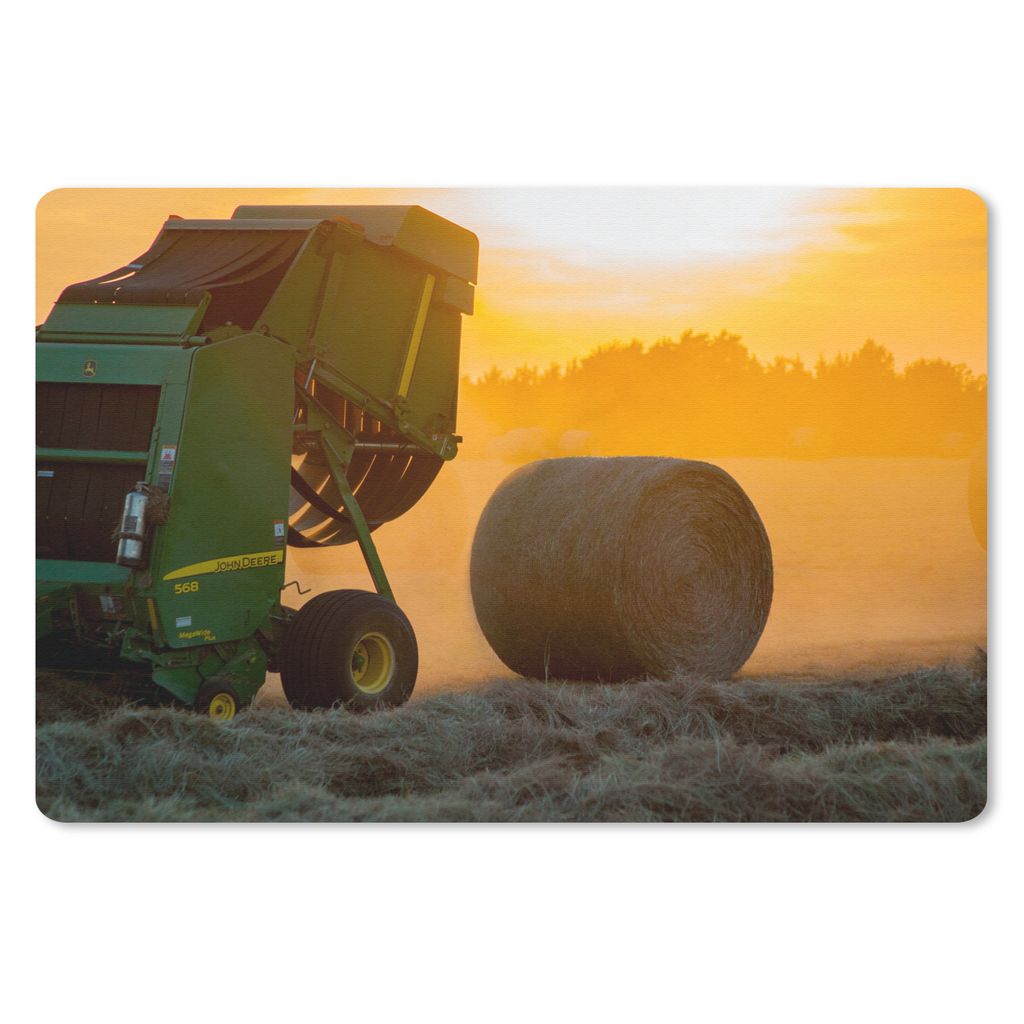 MuchoWow Schreibtischunterlage Bauernhof - Heu - Wiese - Feld - Sonne - Orange 60x40 cm - XXL Mauspad - Großes Mauspad