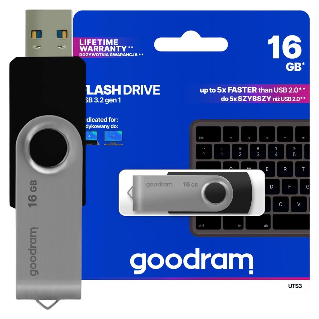 Goodram UTS3, 16 GB, USB Typ-A, 3.2 Gen 1 (3.1 Gen 1), 60 Produktbild 
