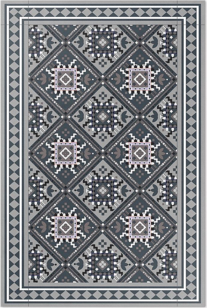 Arabische Geometrie dekoratives Muster – Vinyl Fußmatte – 120x180 cm – Rutschfest, Pflegeleicht & Langlebig