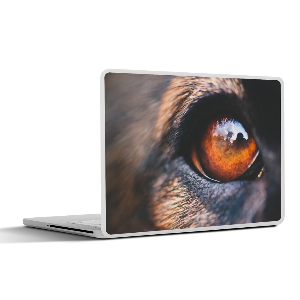 MuchoWow Laptop Aufkleber Sticker Cover Auge - Hund - Braun 40x30 cm - Laptop Dekoration - Selbstklebend