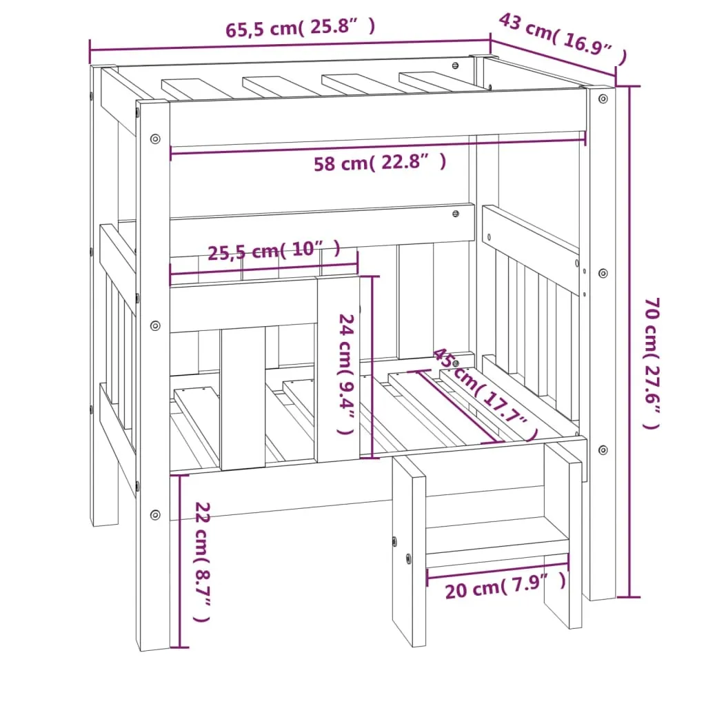 Letto per Cani Design Moderno vidaXL 65,5x50,5x70 cm Legno Pino - 8