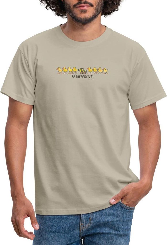 Spreadshirt Janosch Tigerente Be Different Männer T-Shirt, XXL, Sandbeige