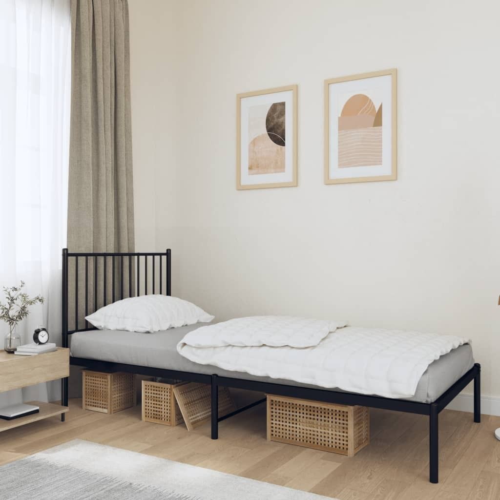 Bettgestell mit Kopfteil Metall Schwarz 90x200 cm , Klassische Betten Design 2024
