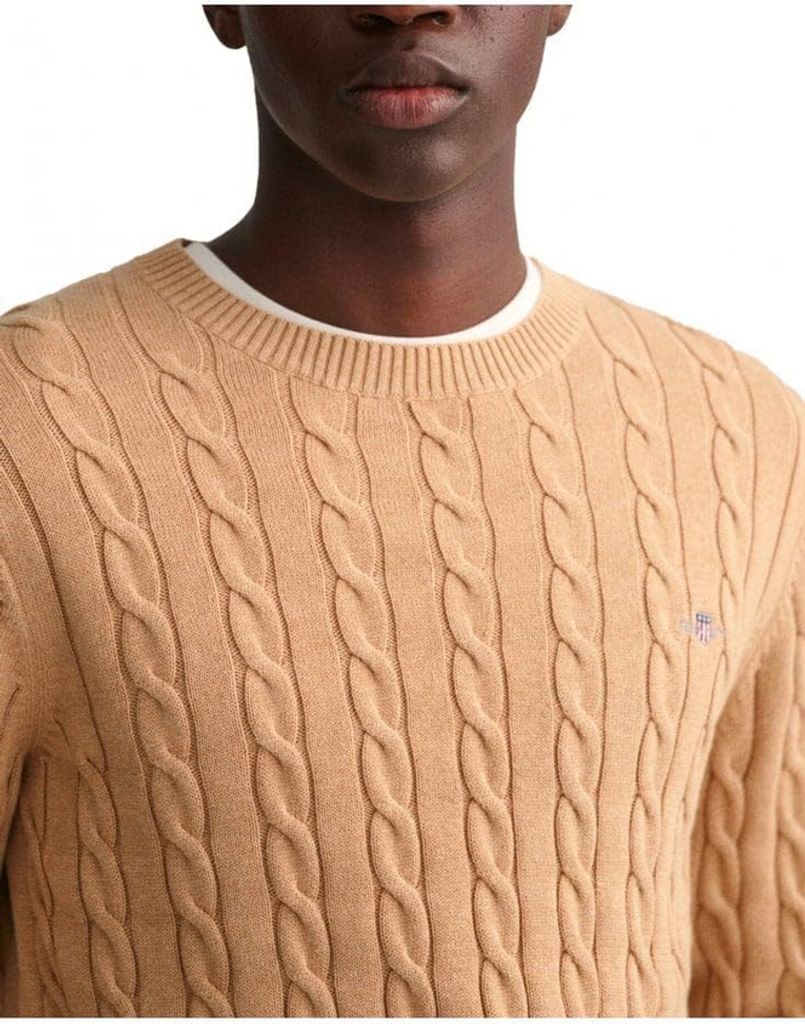 Baumwolle CABLE C-NECK 296 KHAKI MEL Größe L