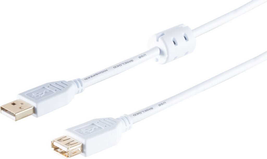 USB Kabel A St./A Buchse FERRIT verg. 2.0 weiß 3m Produktbild 