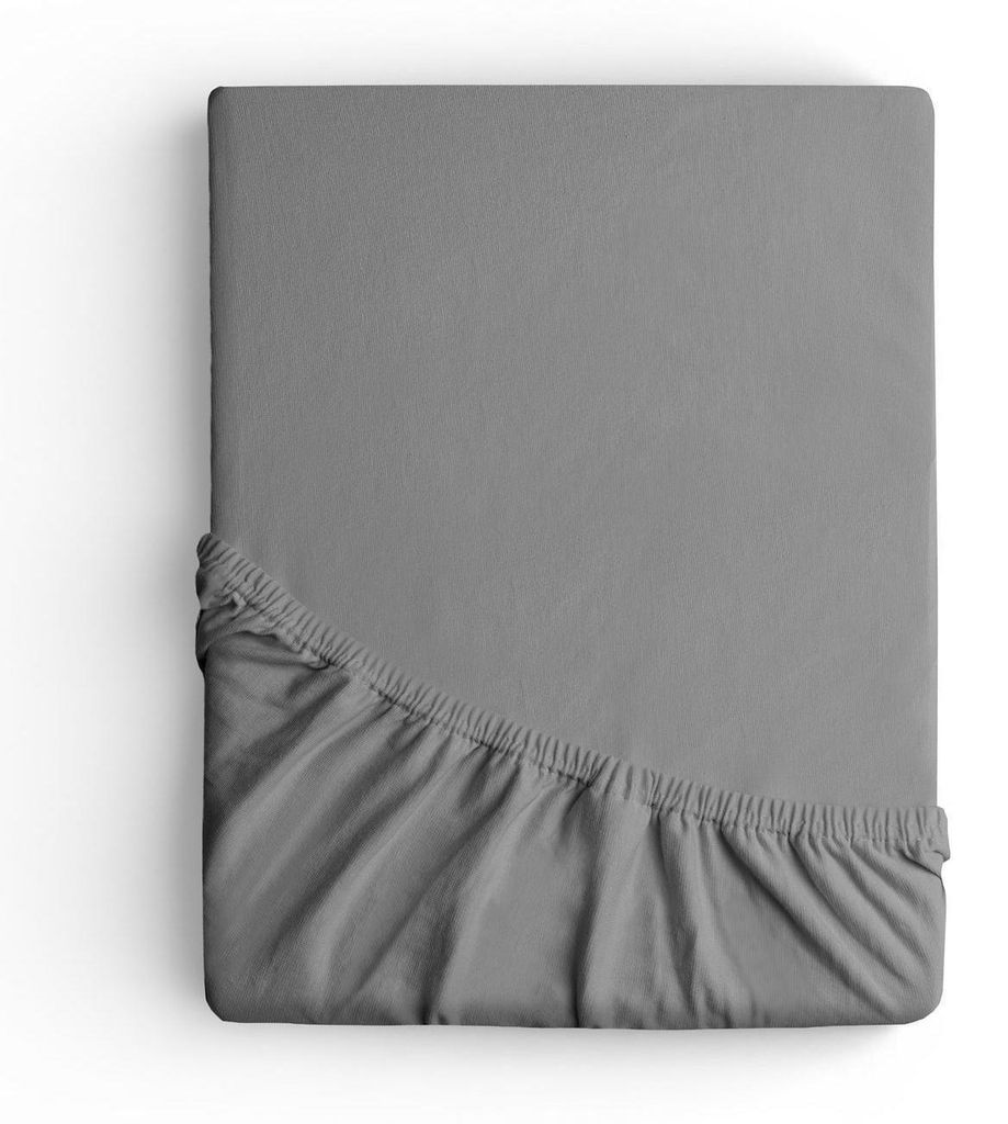 Jersey Spannbettlaken - 140 x 200 cm - Grau - Baumwolle - mit Rundumgummi-Spannung