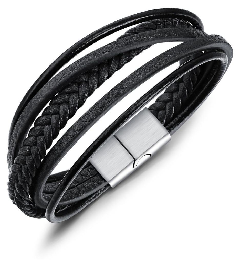 Lederarmband Männer Herren 20cm Magnetverschluss Bändchen Produktbild 