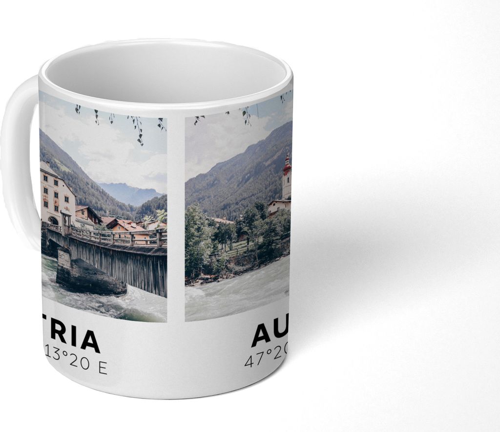 MuchoWow Tasse Kaffeetasse Kaffeebecher 350 ml Österreich - Herberge - Berge - Alpen Teetasse - Fototasse - Becher - Keramikbecher - Teebecher -...