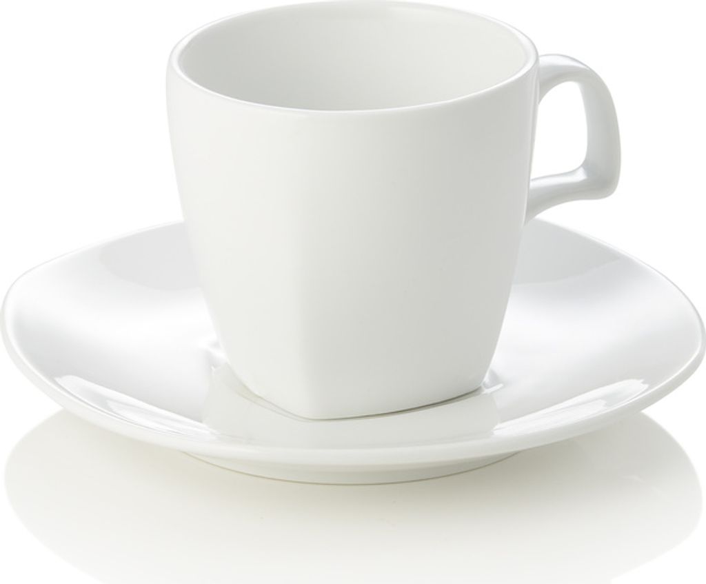 4x Cappuccinotasse mit Untertasse Set, 180 ml, weiß, Porzellan