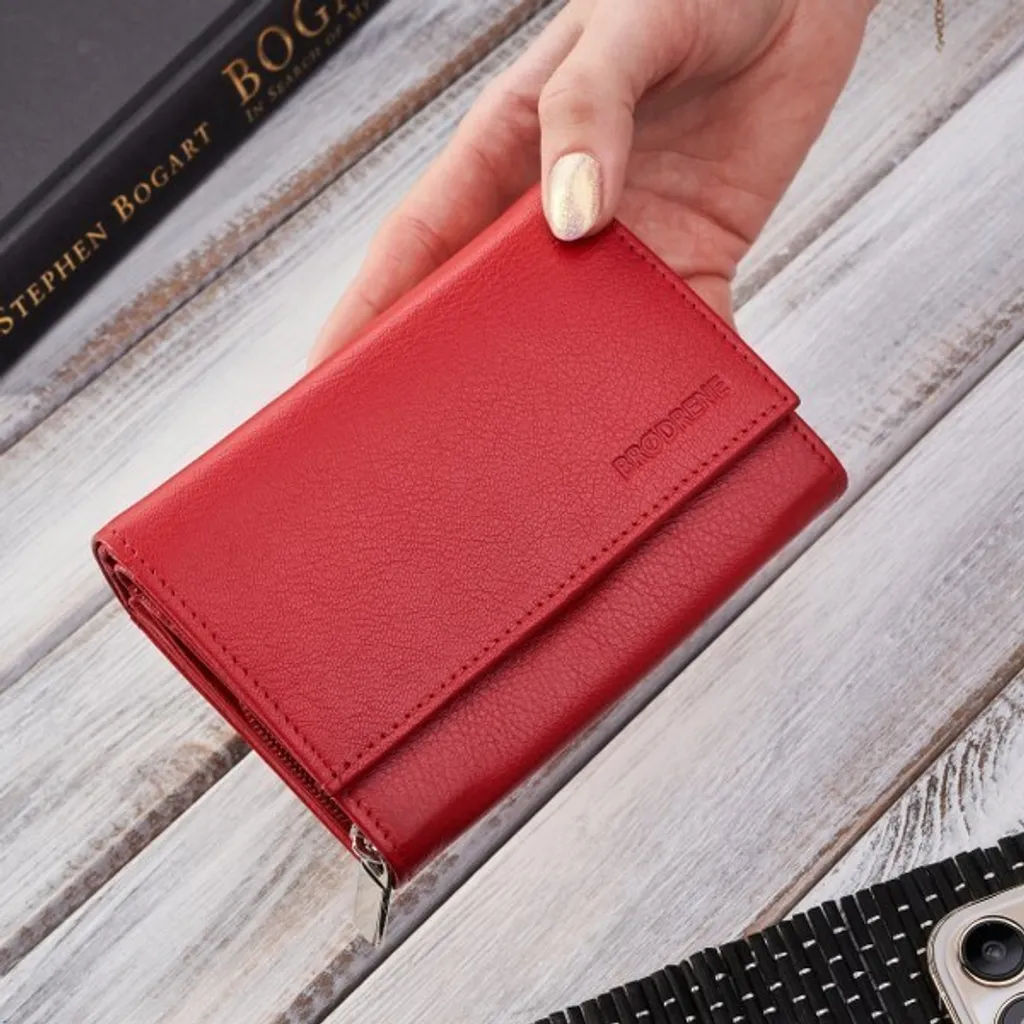 Porte-monnaie en cuir Brødrene Erina rouge élégant pour femme - Taille Unique