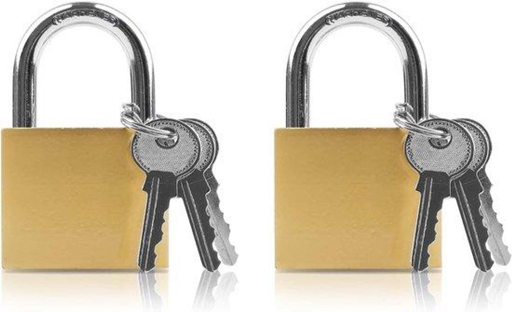 Klein Hängeschloss 2 Stück – Mit Schlüssel, 30 mm, für Koffer, Schubfach