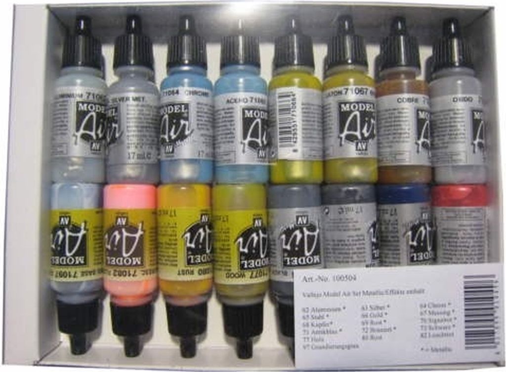 Vallejo Farben Model Air Set Metallic Effekte 100 504 Airbrush Set Modellbau