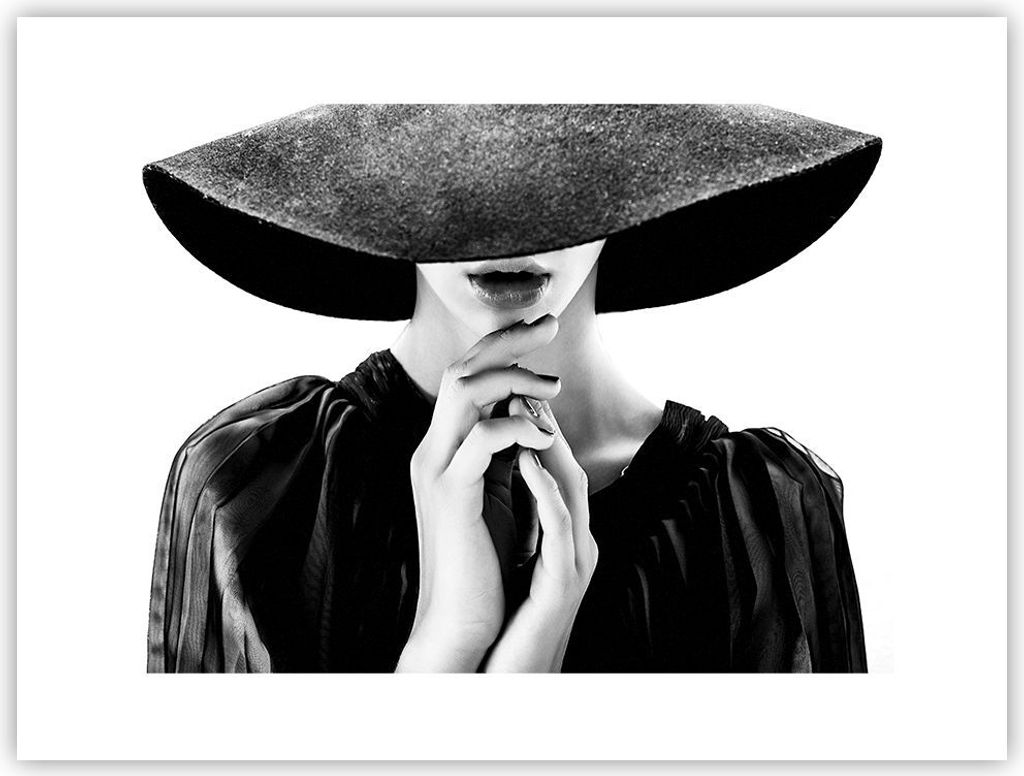 Poster - Poster ohne Rahmen - Frau Hände Hut - 40x30 cm - Wand Bild - Wanddeko - Wandbilder - Kunstposter - Wandposter - Bilder - Kunstdruck - Wan...
