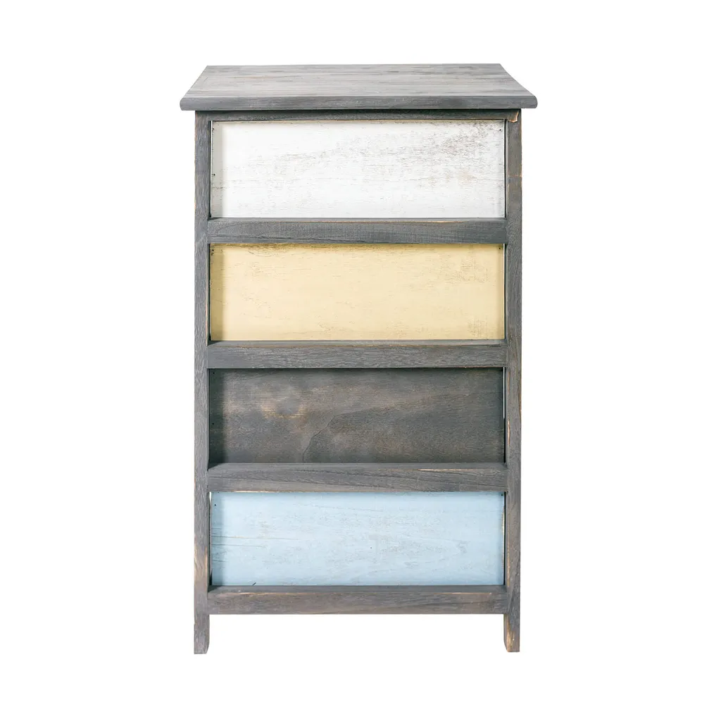 Commode étroite 4 tiroirs Rebecca Mobili bois gris blanc - 8