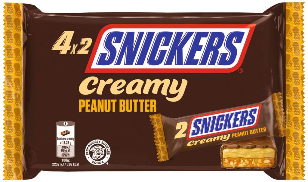 SNICKERS Multipack Duo Creamy Peanut Butter 4x(2x18,25g) Produktbild 
