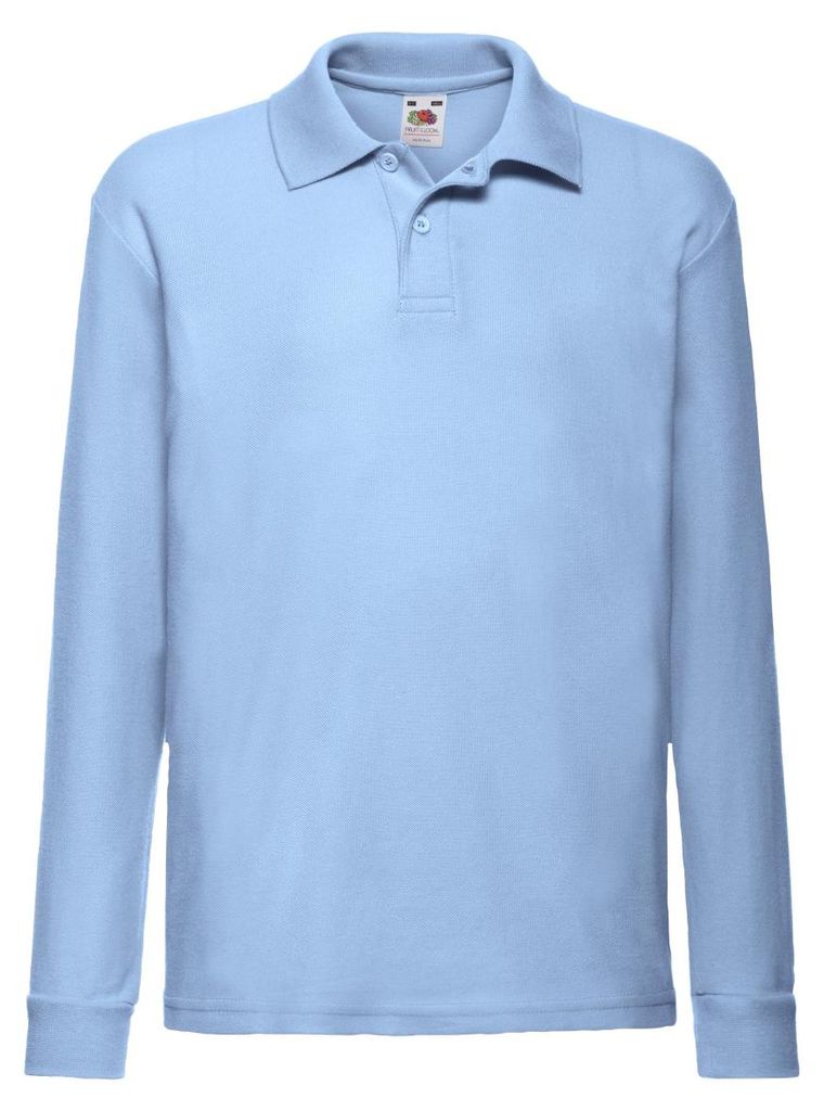 Fruit of the Loom - Poloshirt für Kinder Langärmlig FK2947 (104) (Himmelblau)
