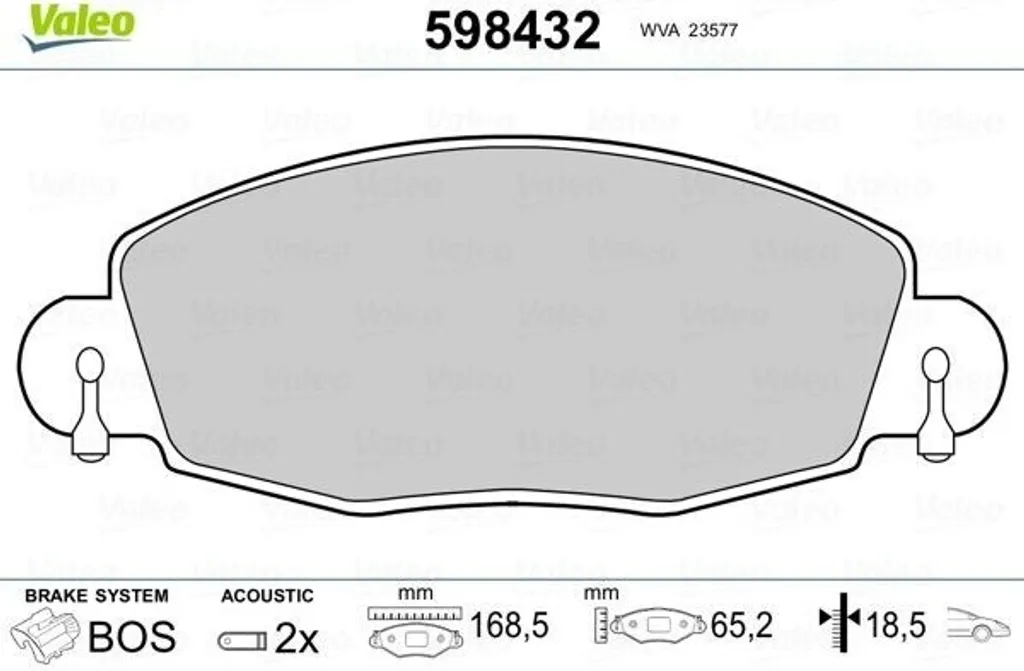 Plaquettes de frein avant VALEO 598432 OE 1135167 pour Ford Transit