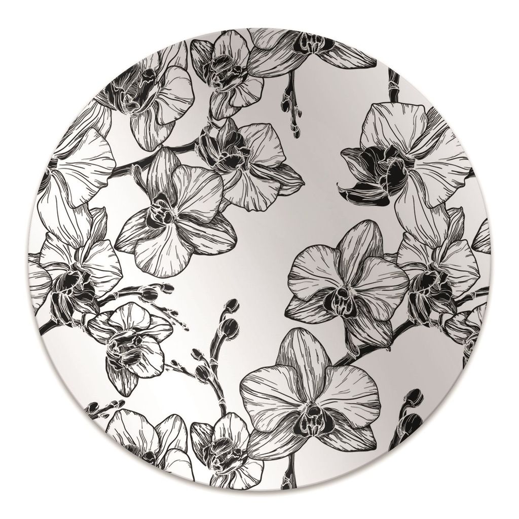 Rundmatte - Stuhlunterlage Bürostuhlunterlage - Rund Ø 100 cm - Bodenmatte - Fußmatte - Orchideen