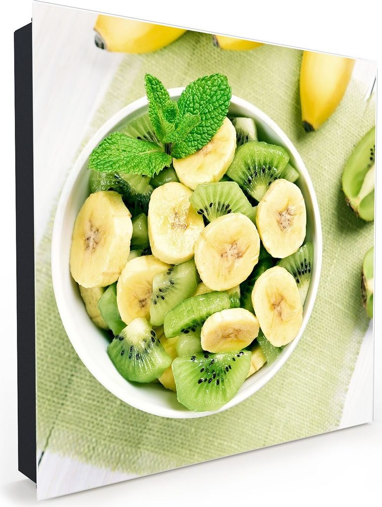 Nachbildung-Schlüsselkasten, Magnetpinnwand und Memoboard mit Glasfront Motiv Bananen und Kiwi