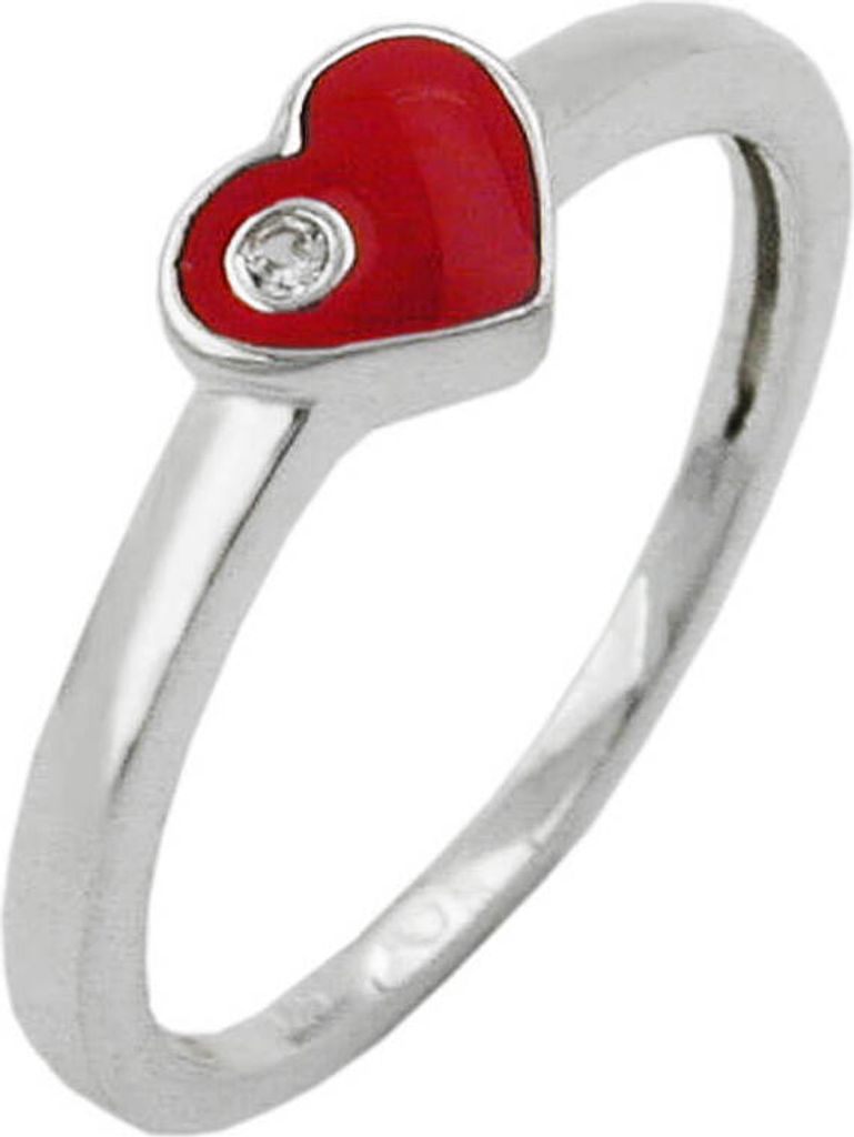 Ring Kinderring Herz-rot Zirkonia 925 Silber Kinder Innenumfang 42mm Ø13.4mm