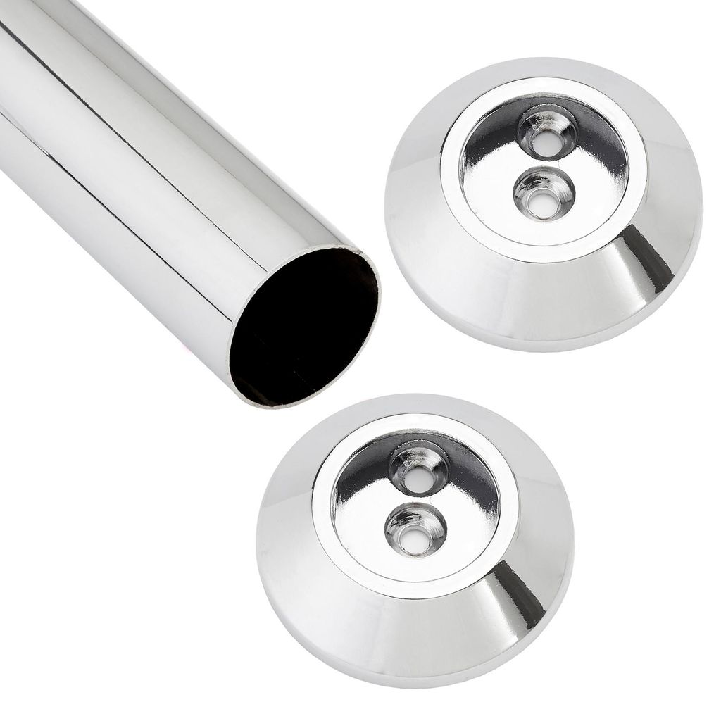 SOTECH Schrankstange rund Chrom 1000 mm mit 2 Schrankstangenlagern konisch – Kleiderstangen-Set