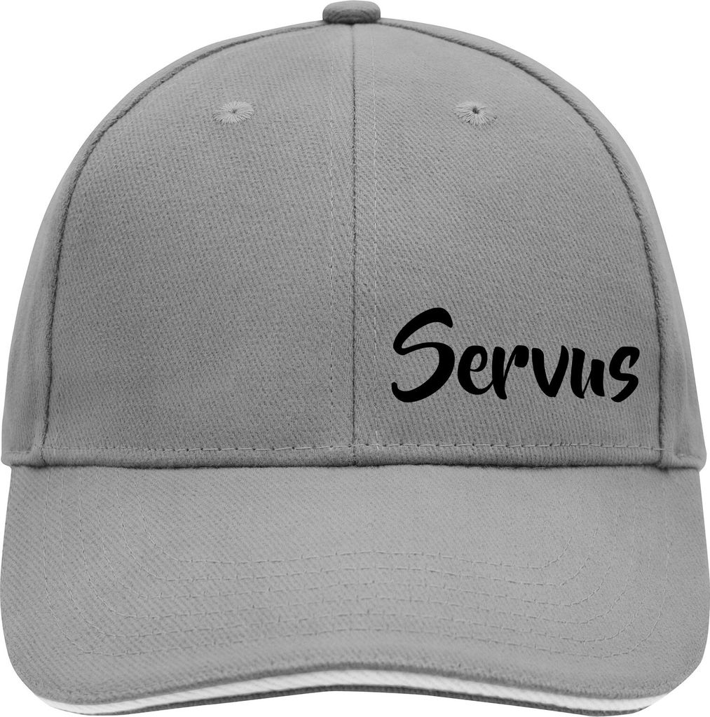 Huuraa Cappy Mütze Servus Schriftzug Dark Grey/White Baumwolle 6-Panel Kappe Geschenkidee